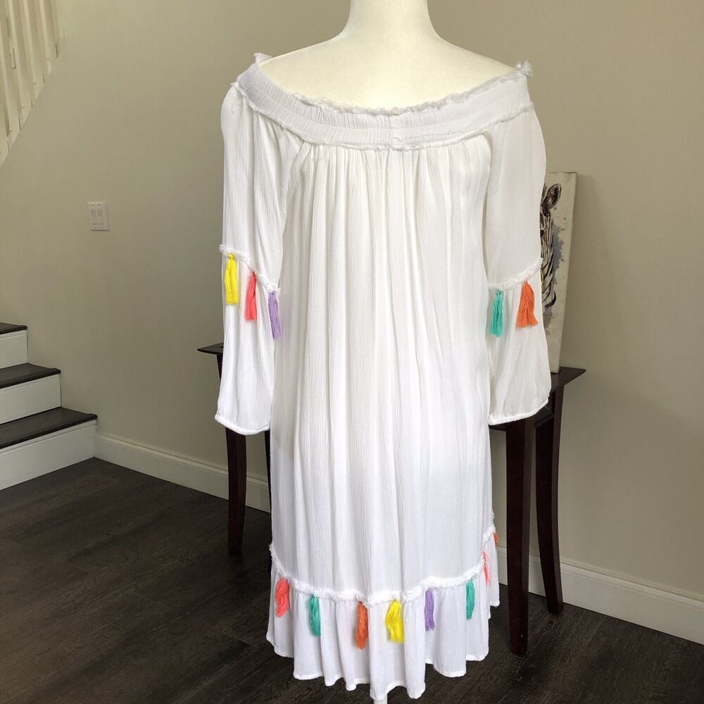 Chelsea & Theodore Dresses Women's Boho Off Shoulder White Retro Dress Sz M